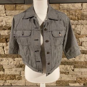 Liz Claiborne Petite checkered crop jacket Petite